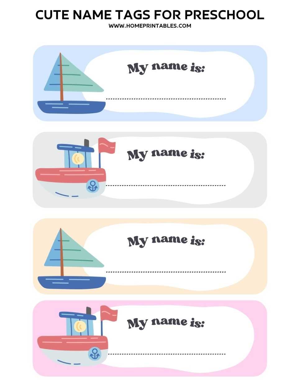preschool name tags free printable