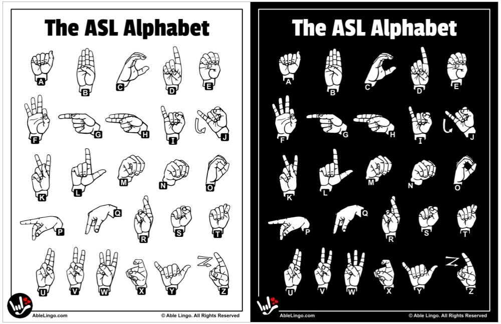 printable asl alphabet chart