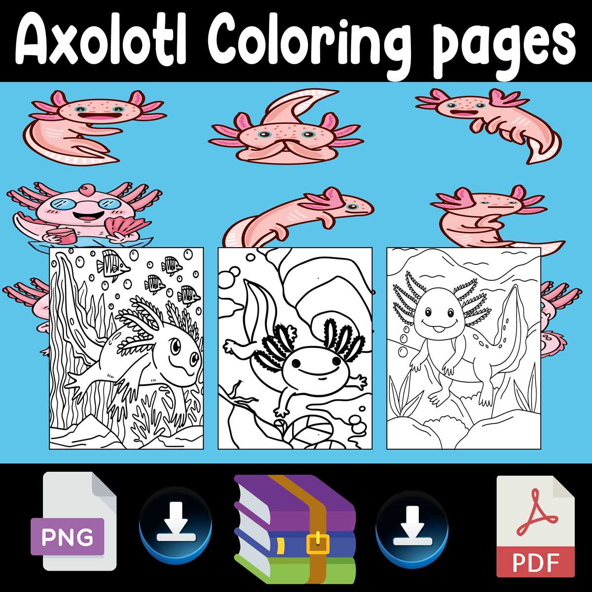 printable axolotl coloring pages