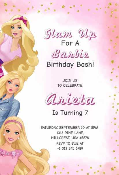 printable barbie birthday invitations printable barbie birthday invitations