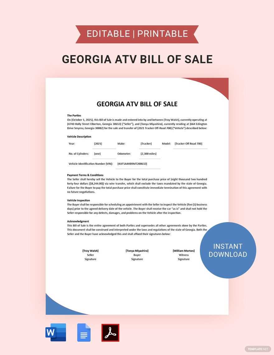 printable bill of sale georgia
