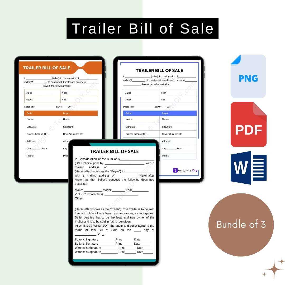 printable bill of sale trailer