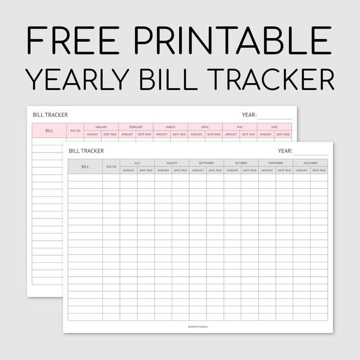 printable bill tracker