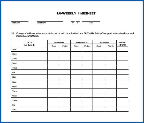 printable biweekly timesheet