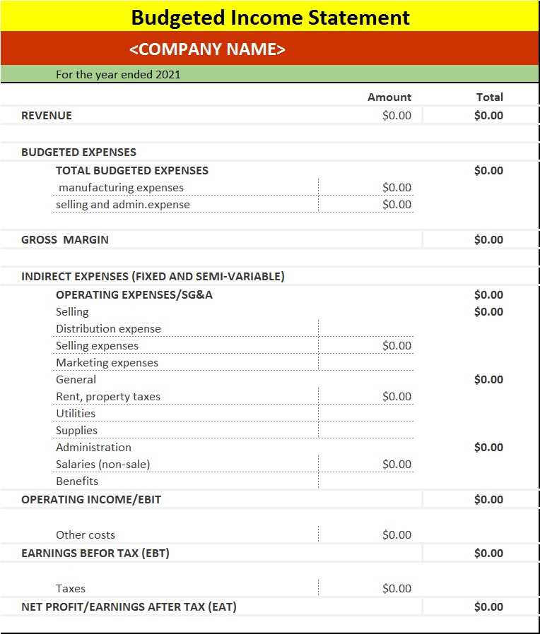 printable blank income statement template printable blank income statement template