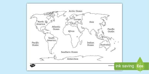 printable blank map of the continents and oceans