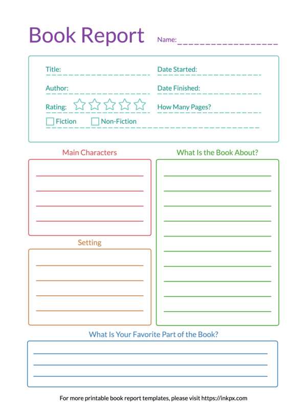 printable book report