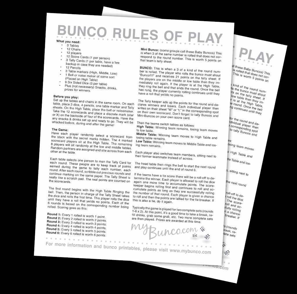 printable bunco rules printable bunco rules