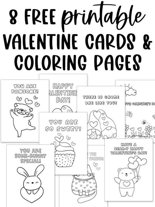 printable coloring valentines cards