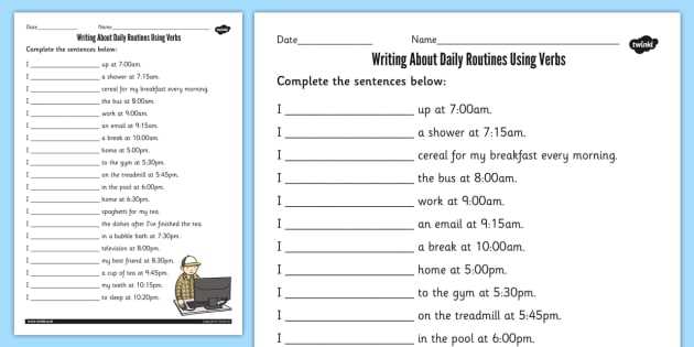 printable daily routine worksheet printable daily routine worksheet