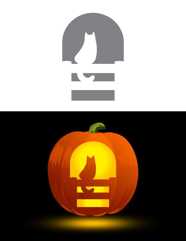 printable easy cat pumpkin stencil