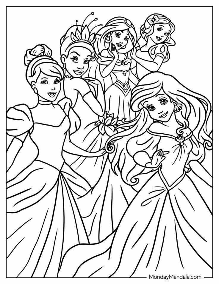 printable easy princess colouring pages