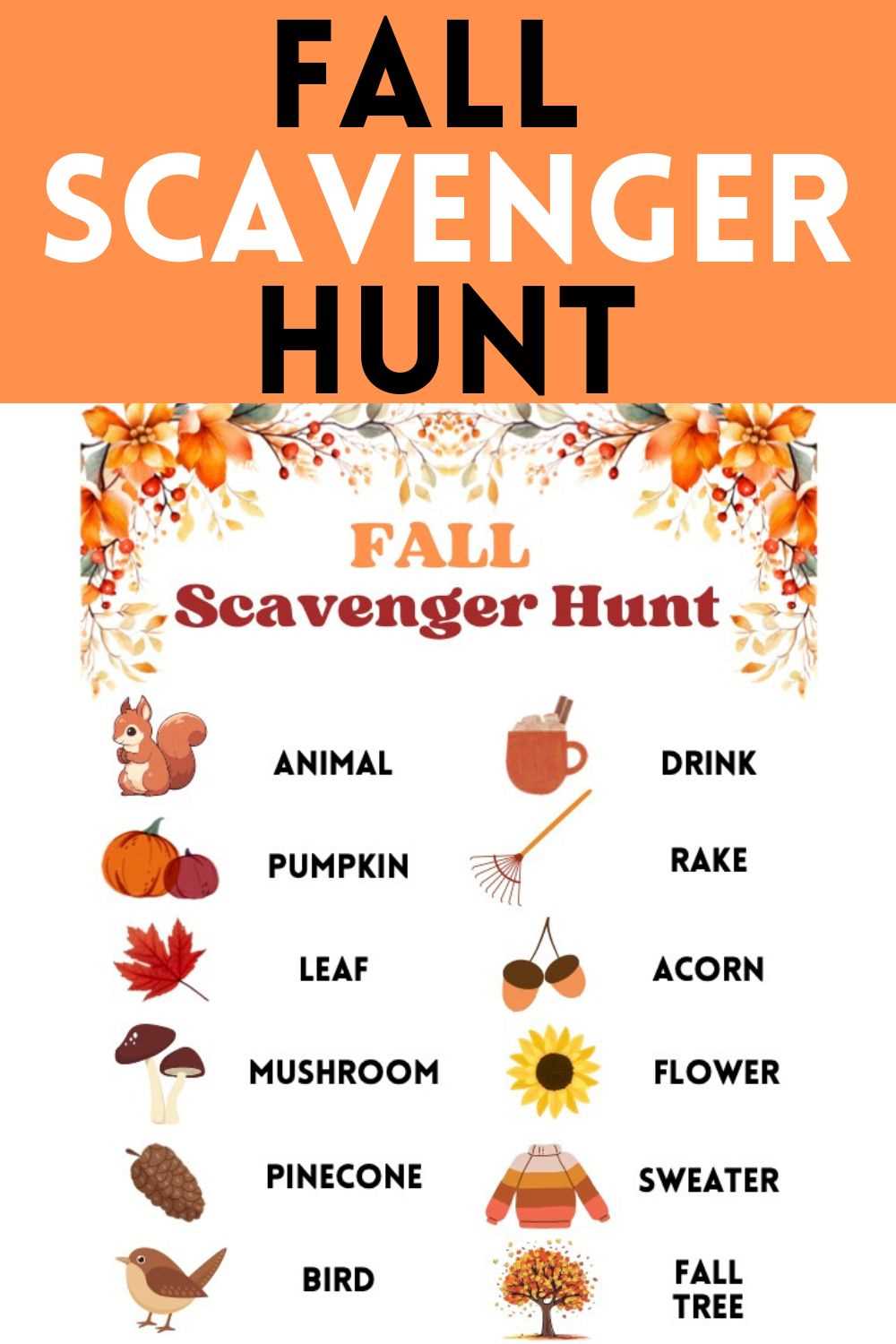 printable fall scavenger hunt