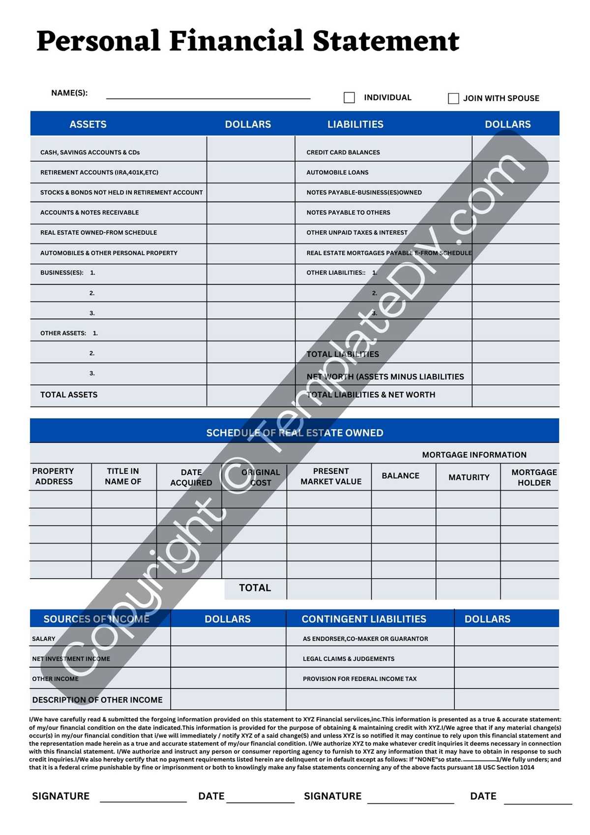printable financial statement printable financial statement