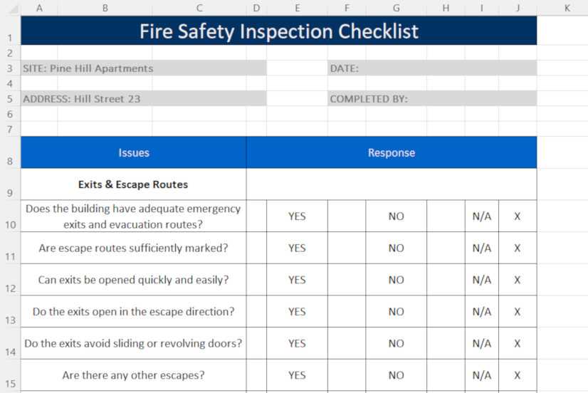 printable fire inspection checklist template
