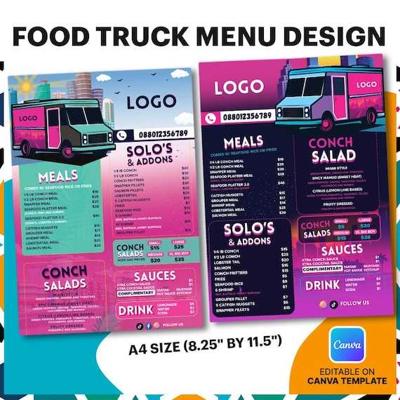 printable food truck template