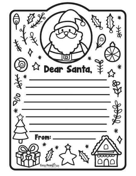 printable letter to santa coloring page