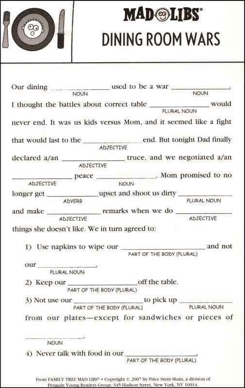 printable mad libs free
