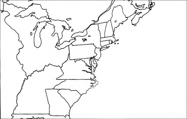 printable map of the thirteen original colonies
