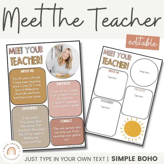 printable meet the teacher template