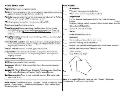 printable mini mental status exam