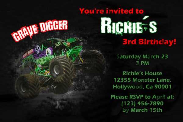 printable monster jam invitations printable monster jam invitations