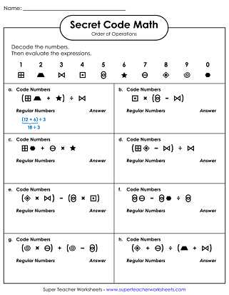 printable order of operations