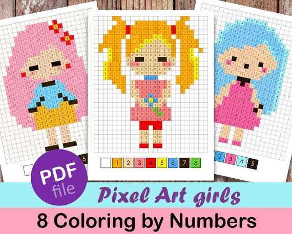 printable pixel art color by number