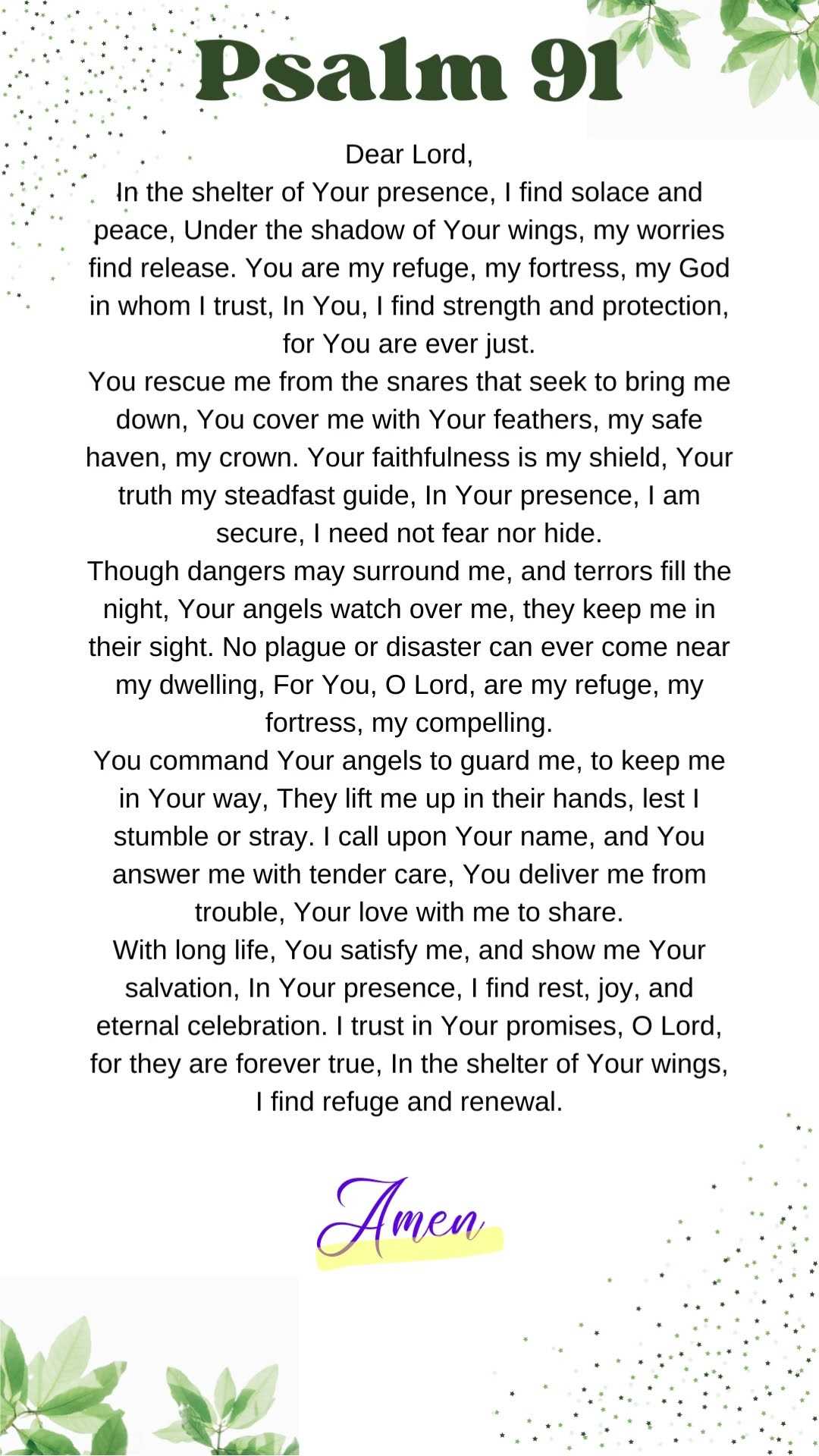 printable psalm 91 prayer