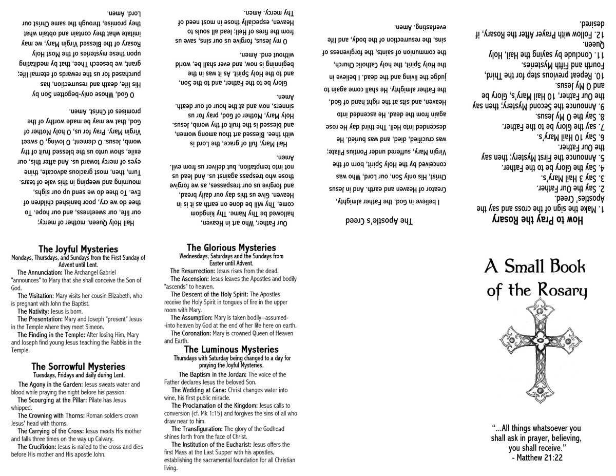 printable rosary prayer printable rosary prayer