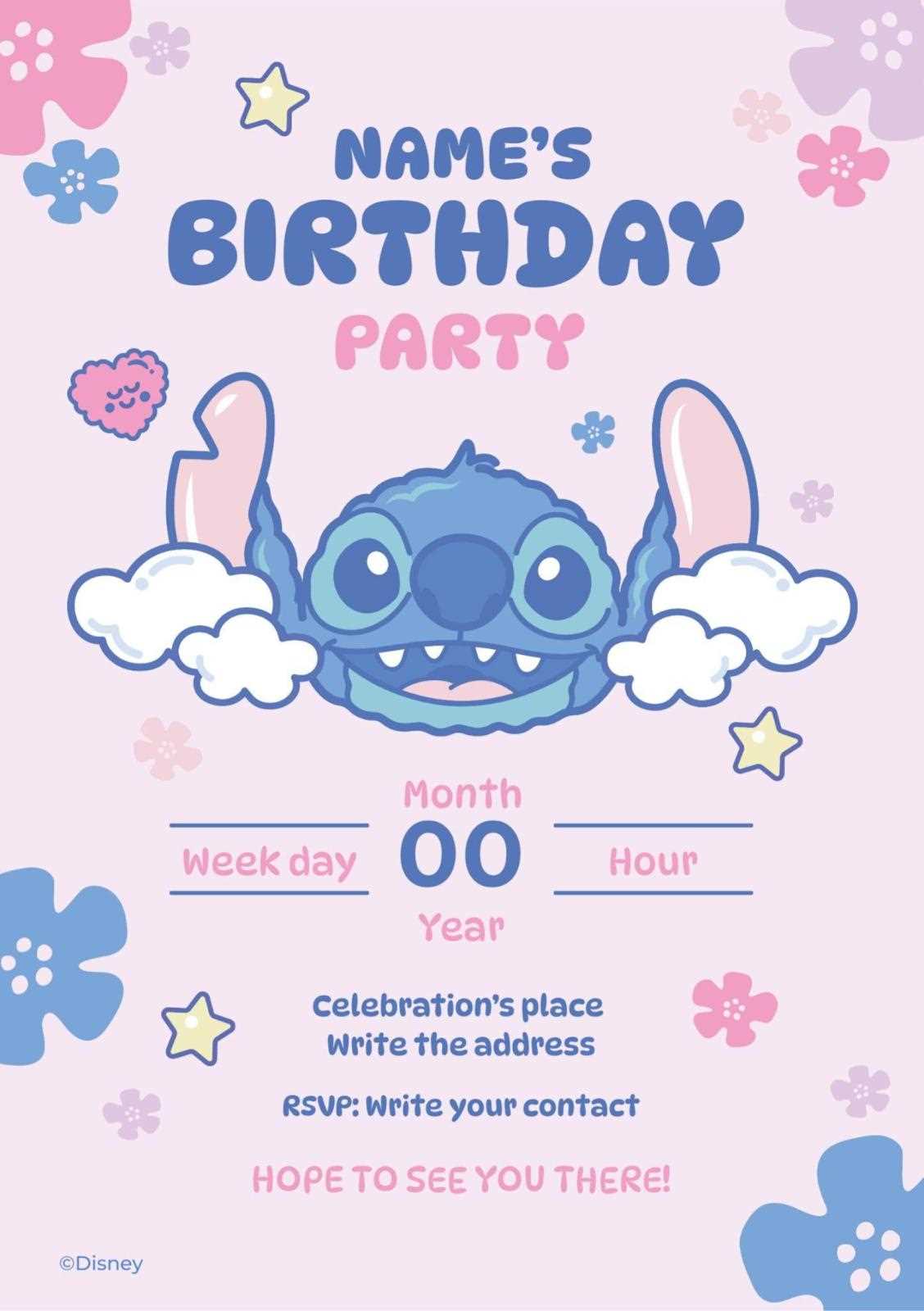 printable stitch birthday invitations