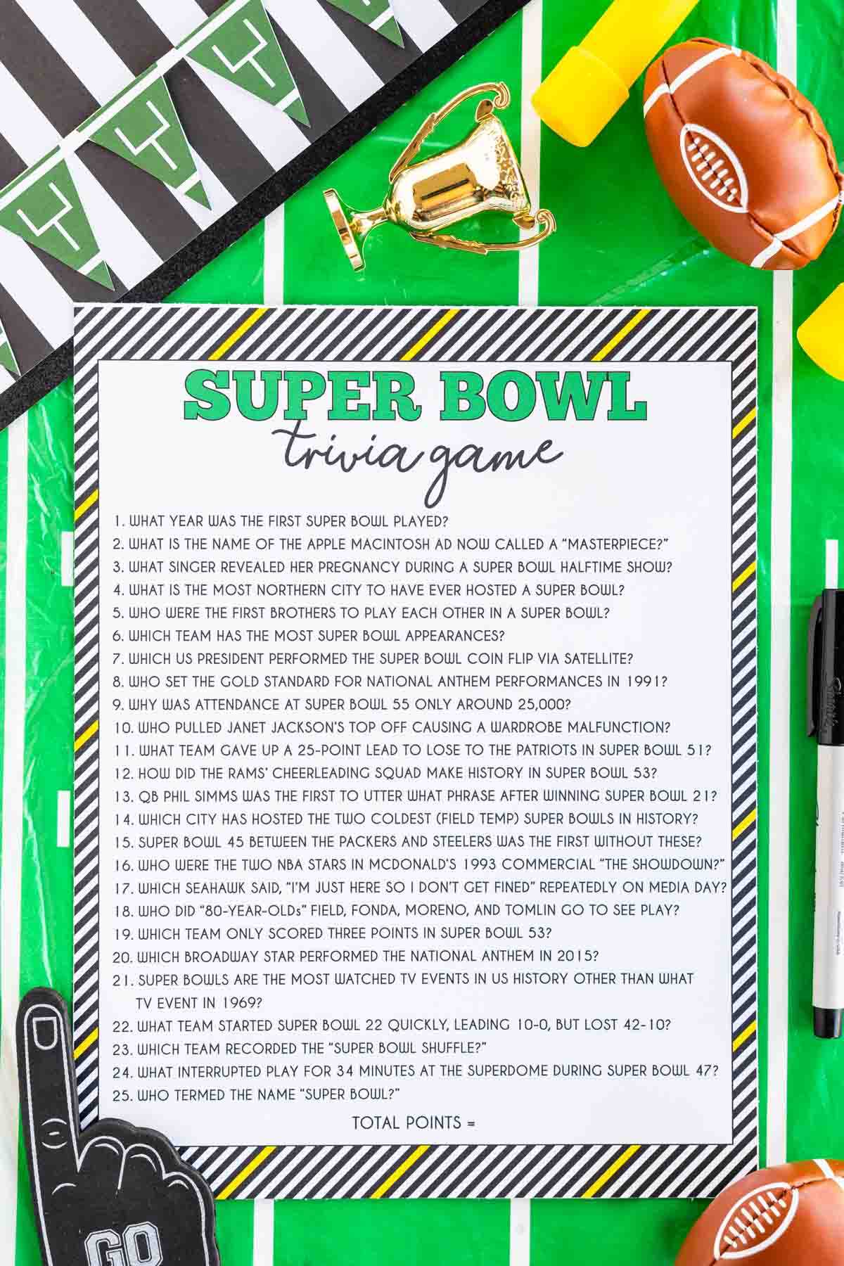 printable super bowl games