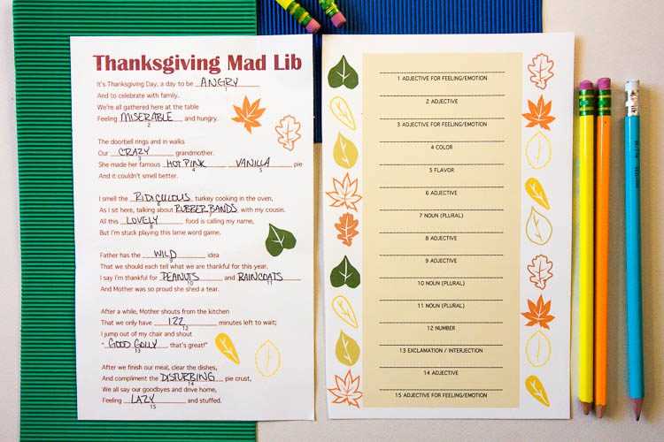 printable thanksgiving mad libs