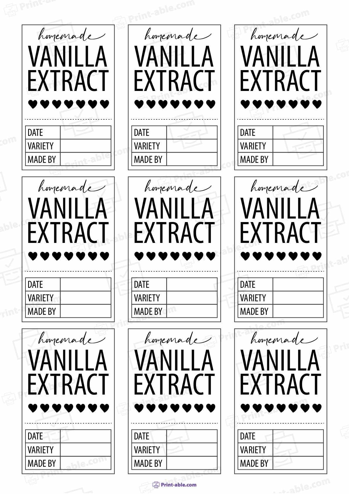 printable vanilla extract labels printable vanilla extract labels