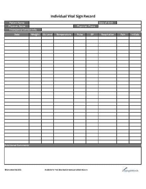 printable vitals chart