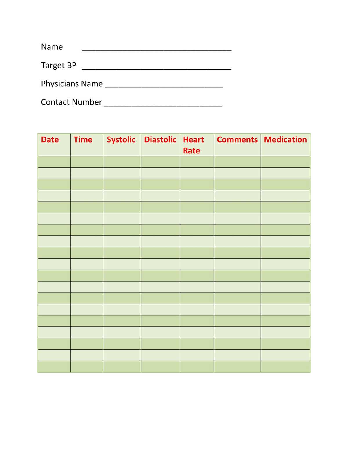printable vitals chart