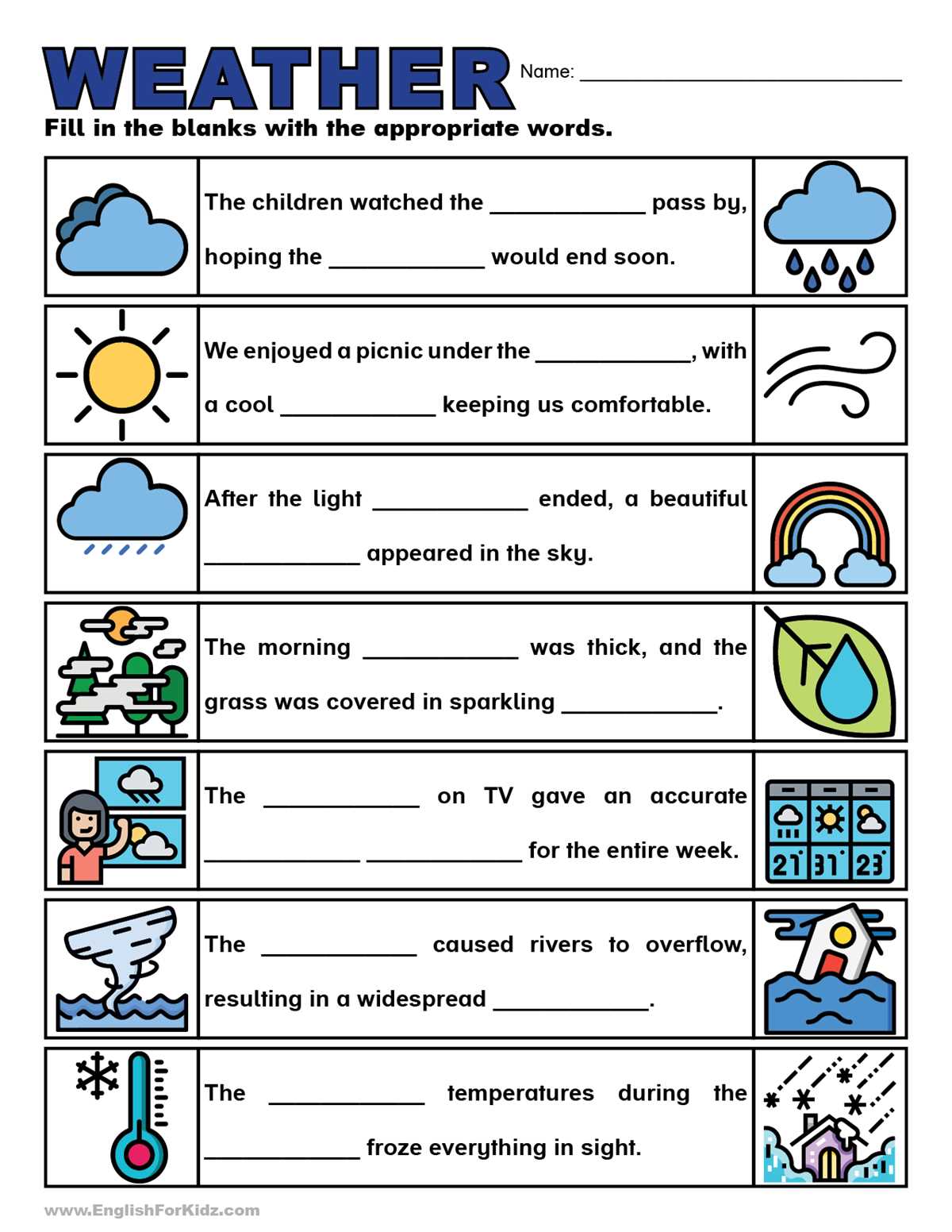 printable weather worksheets