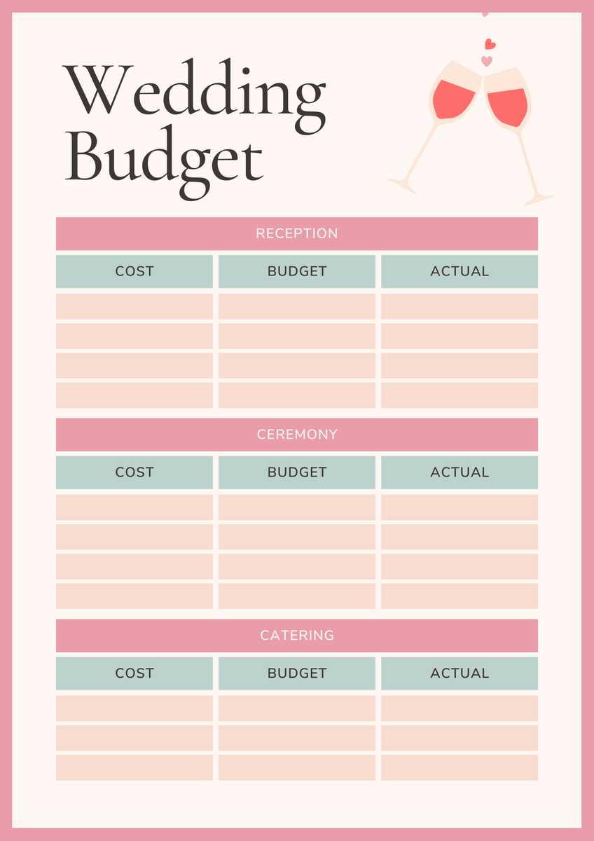 printable wedding budget breakdown