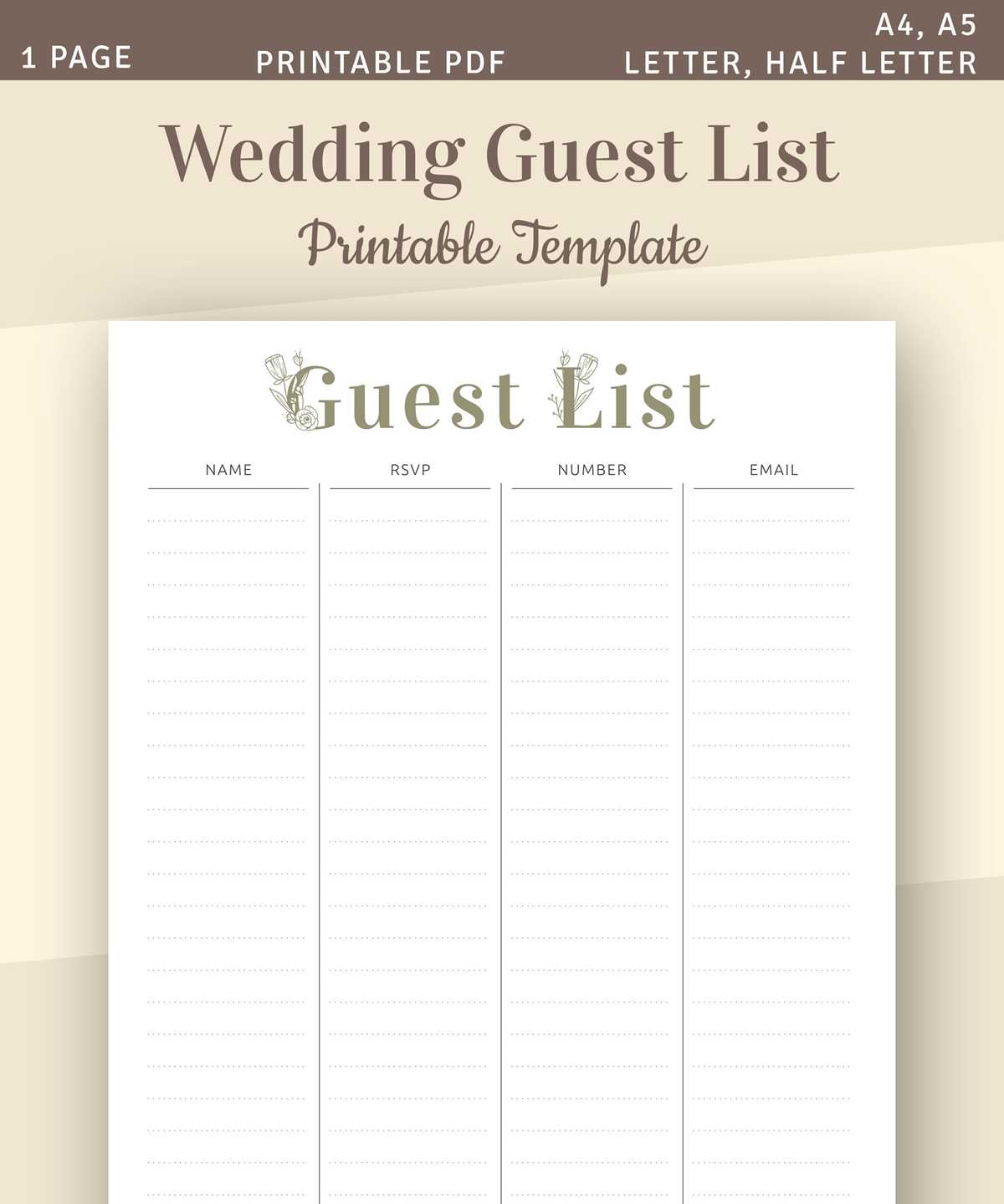printable wedding guest list template printable wedding guest list template