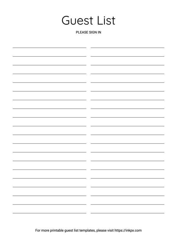 printable wedding guest list template printable wedding guest list template