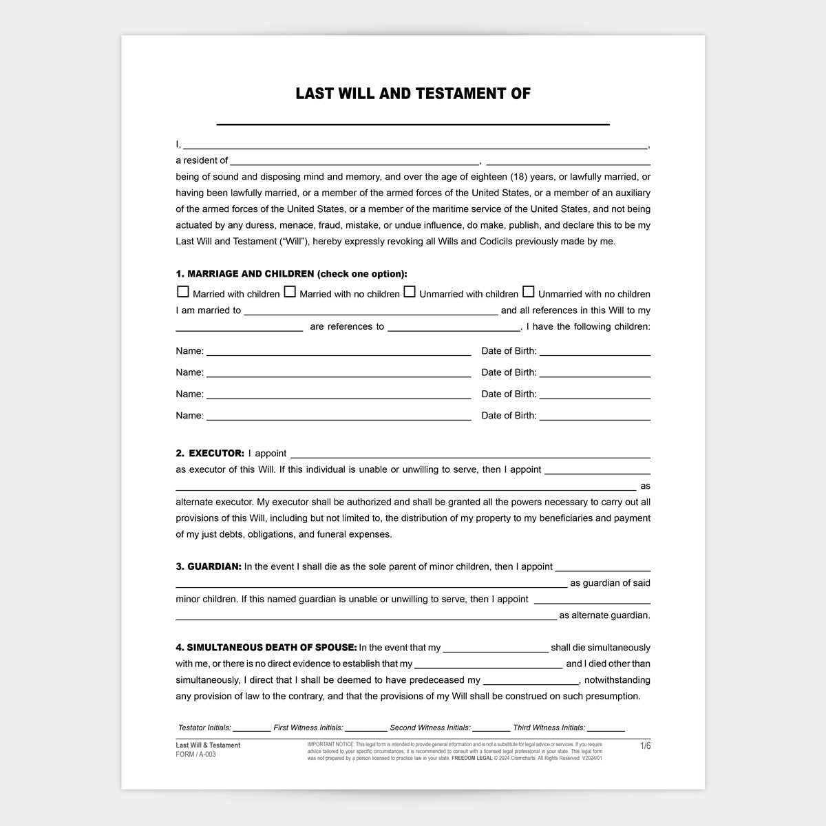 printable wills forms
