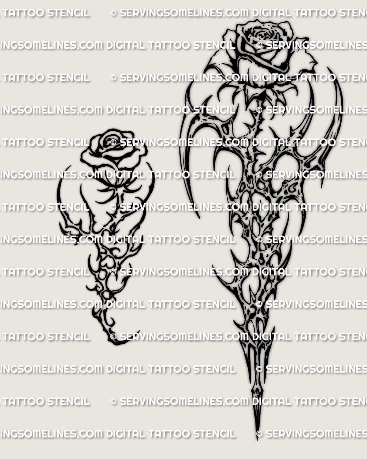 rose tattoo stencil printable