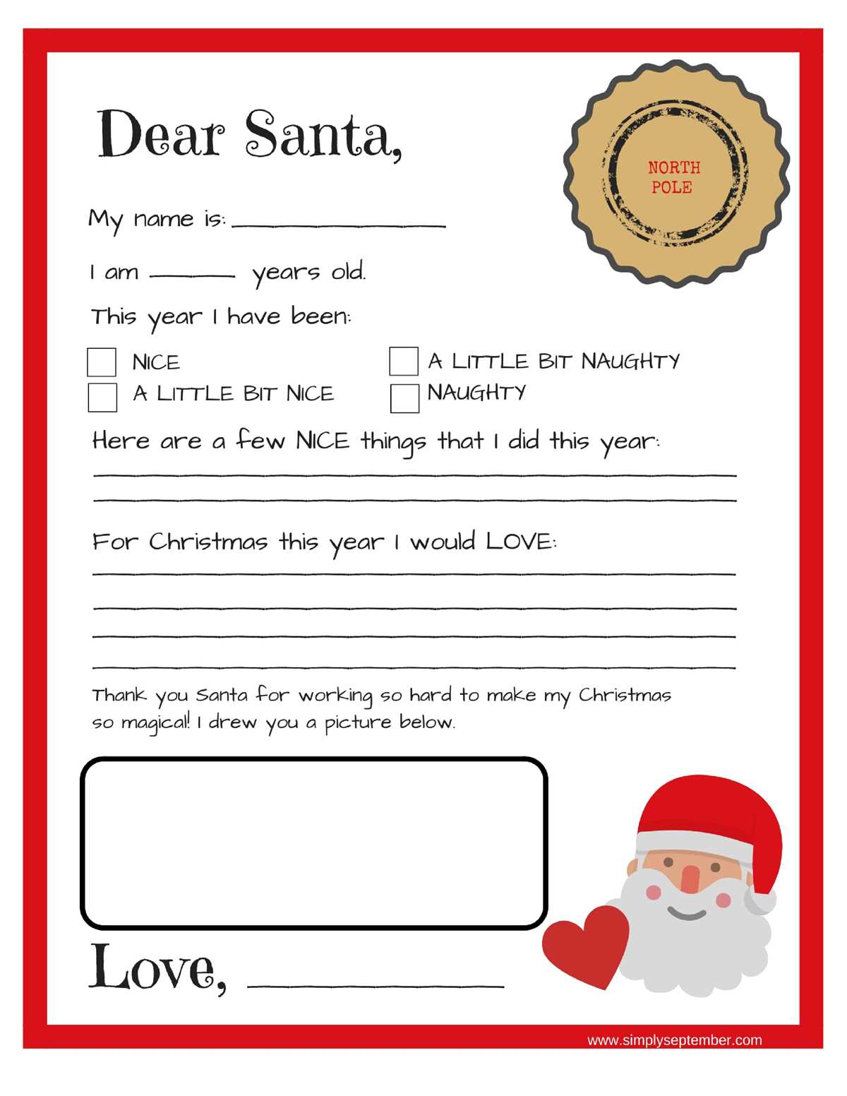 santa letter template free printable santa letter template free printable