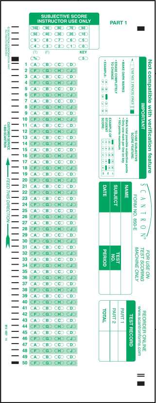 scantron sheet printable