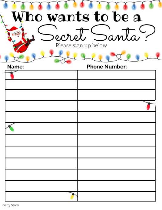 secret santa printable list