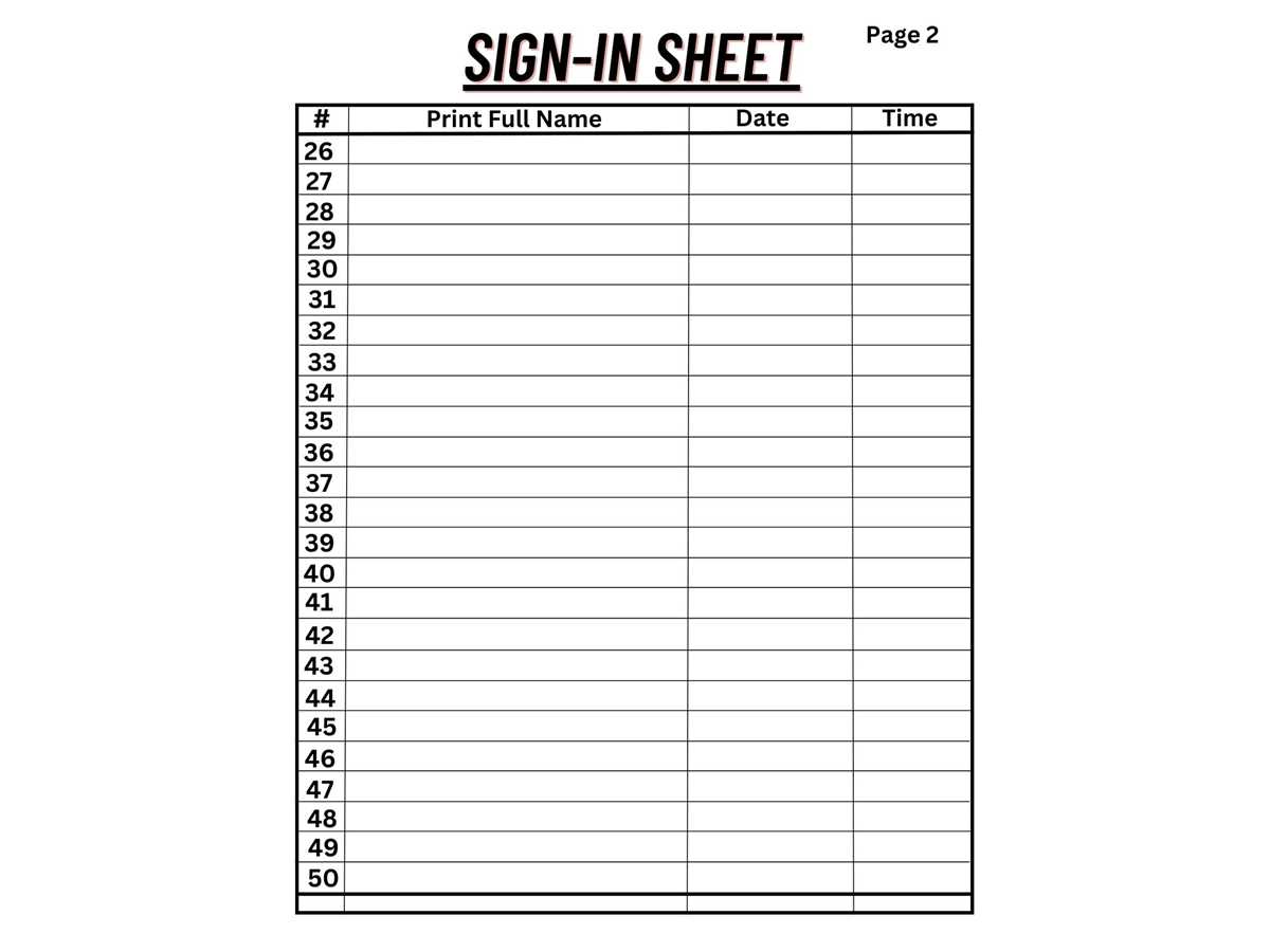 sign in sheets printable sign in sheets printable