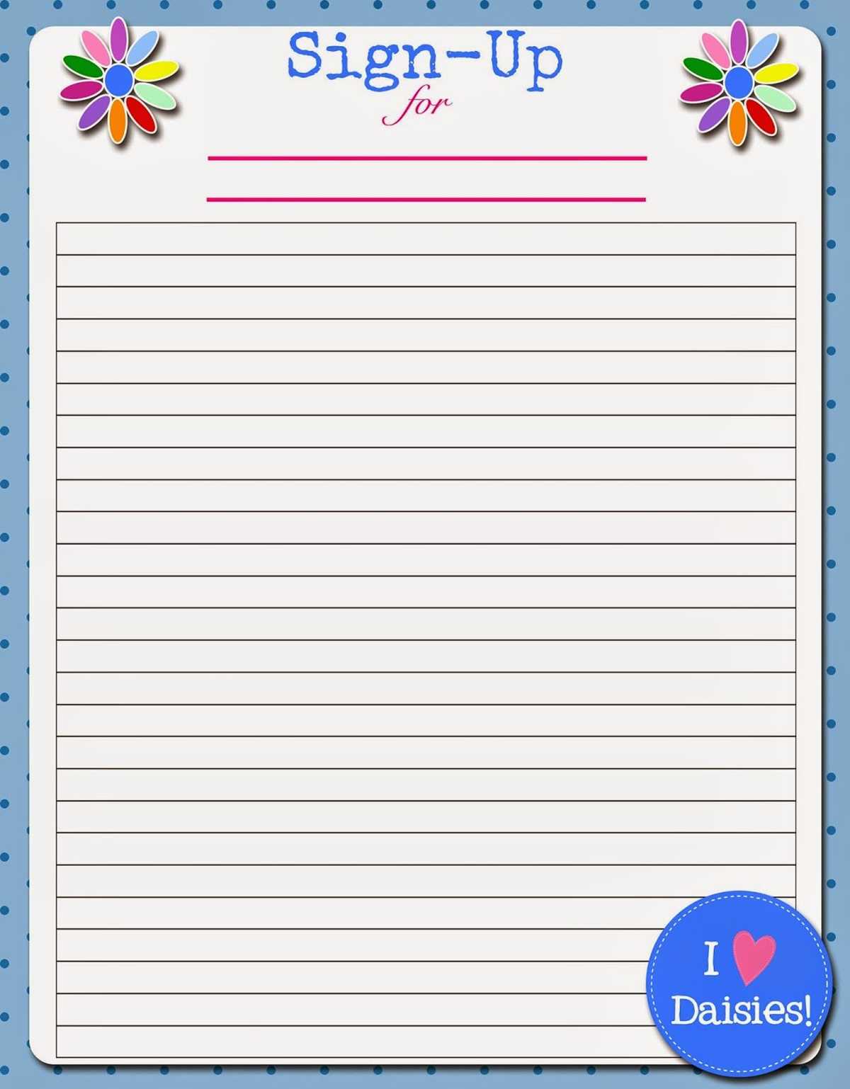 sign up sheet printable sign up sheet printable