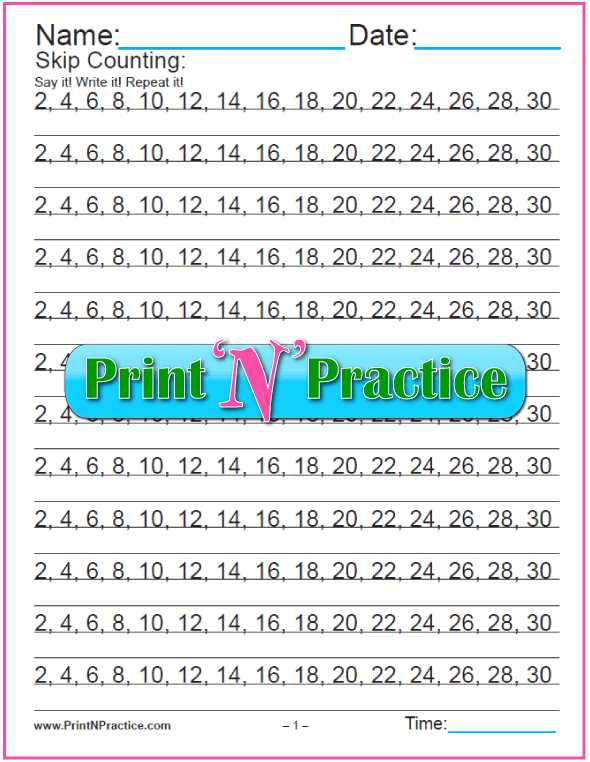 skip counting chart free printable skip counting chart free printable