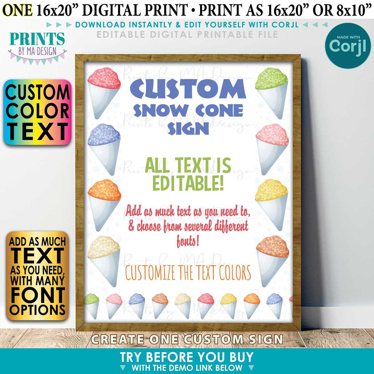 snow cone sign printable snow cone sign printable