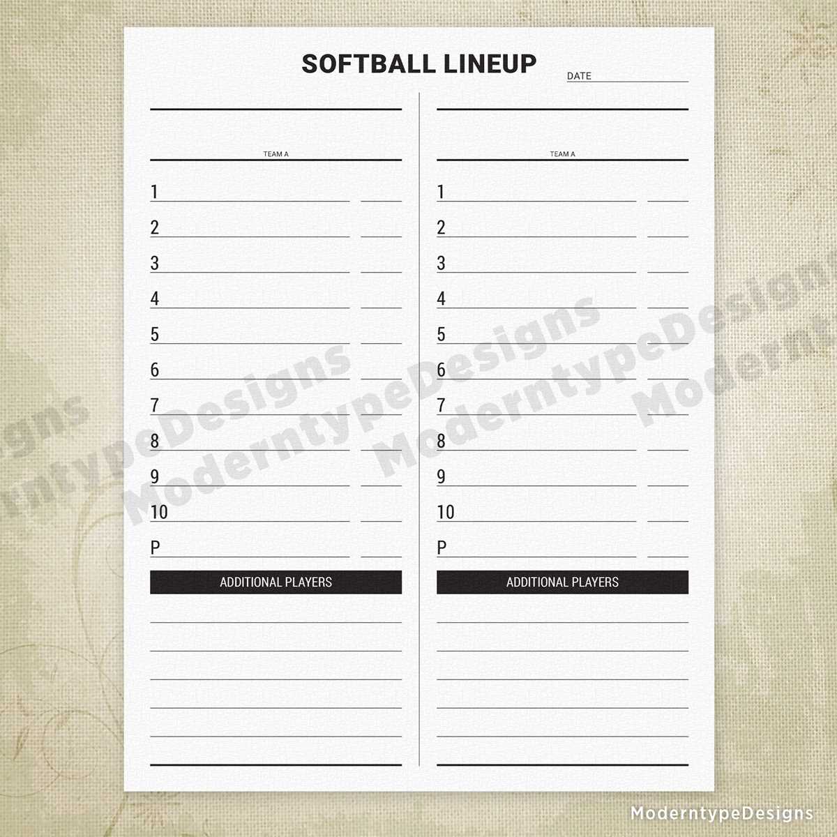 softball lineup printable softball lineup printable